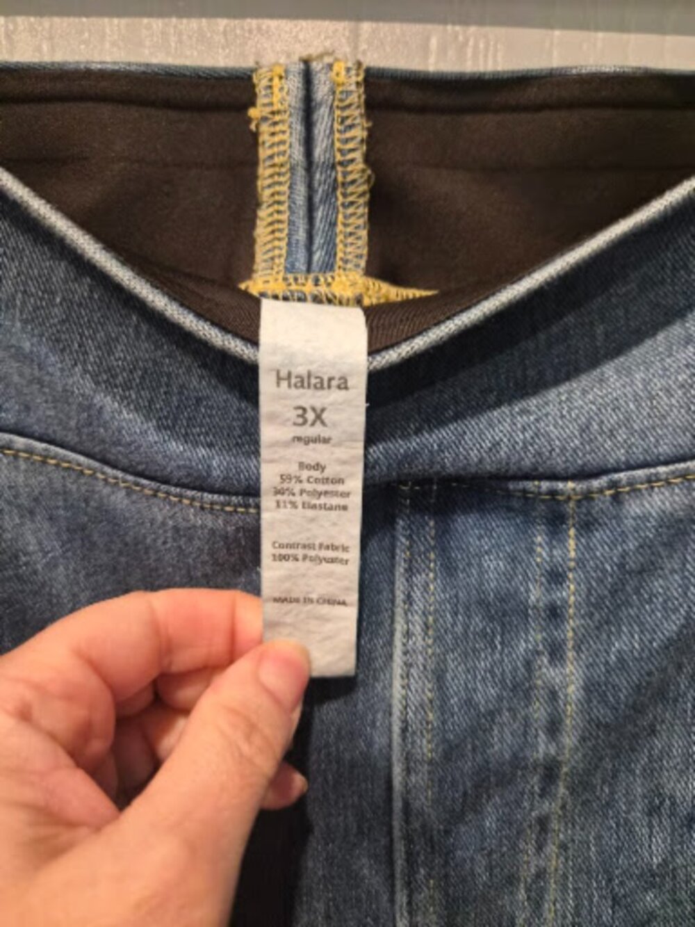 Halara Blue Denim High Waisted Wide Leg Stretch Pull On Pants Size 3XL - Picture 2 of 3